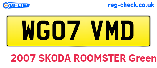 WG07VMD are the vehicle registration plates.