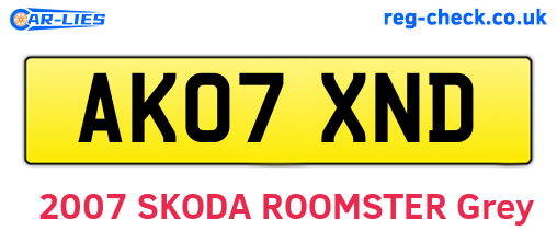 AK07XND are the vehicle registration plates.
