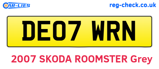 DE07WRN are the vehicle registration plates.