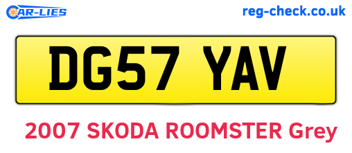 DG57YAV are the vehicle registration plates.