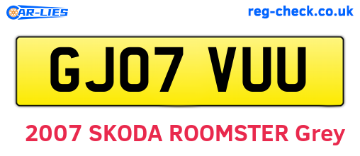 GJ07VUU are the vehicle registration plates.