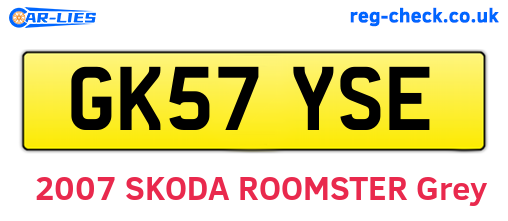 GK57YSE are the vehicle registration plates.