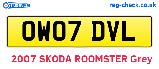OW07DVL are the vehicle registration plates.