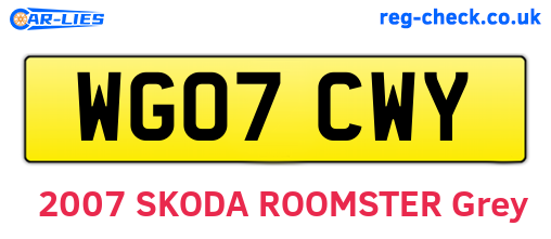 WG07CWY are the vehicle registration plates.
