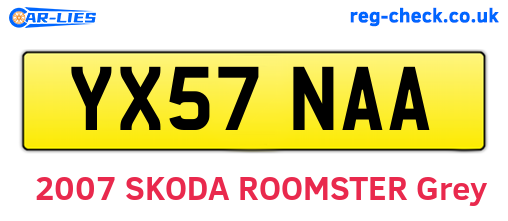 YX57NAA are the vehicle registration plates.