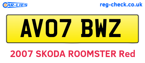 AV07BWZ are the vehicle registration plates.
