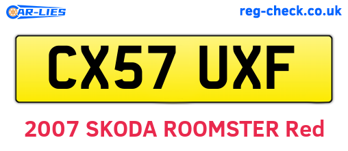 CX57UXF are the vehicle registration plates.