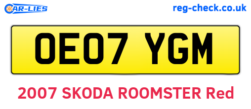 OE07YGM are the vehicle registration plates.