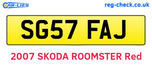SG57FAJ are the vehicle registration plates.