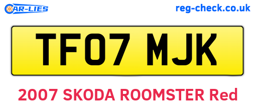 TF07MJK are the vehicle registration plates.
