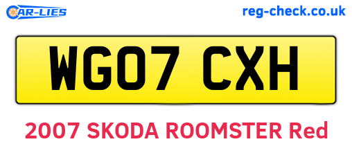 WG07CXH are the vehicle registration plates.