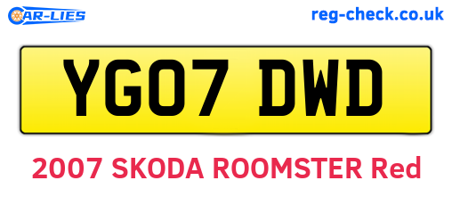 YG07DWD are the vehicle registration plates.