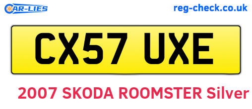 CX57UXE are the vehicle registration plates.