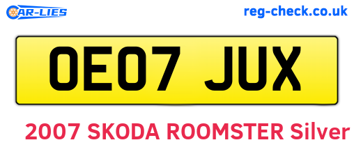 OE07JUX are the vehicle registration plates.