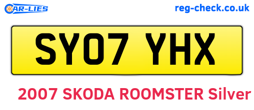 SY07YHX are the vehicle registration plates.