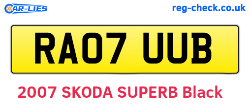 RA07UUB are the vehicle registration plates.
