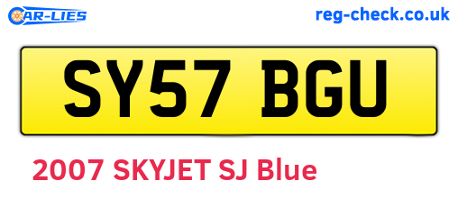 SY57BGU are the vehicle registration plates.