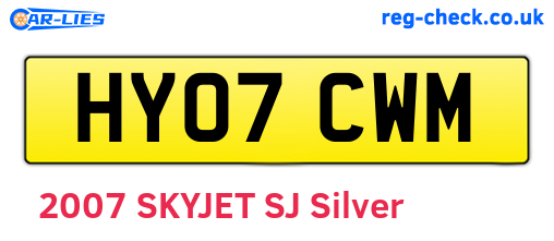 HY07CWM are the vehicle registration plates.