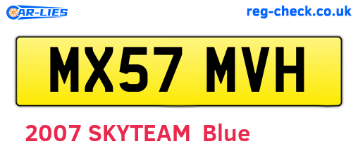 MX57MVH are the vehicle registration plates.