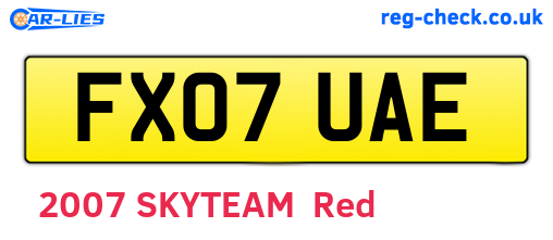 FX07UAE are the vehicle registration plates.