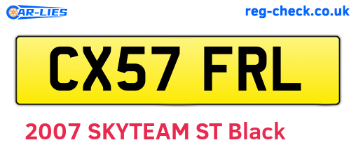 CX57FRL are the vehicle registration plates.