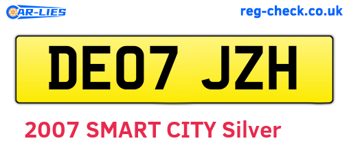 DE07JZH are the vehicle registration plates.