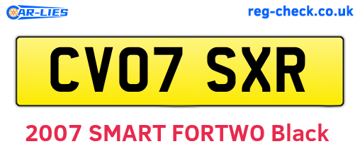 CV07SXR are the vehicle registration plates.