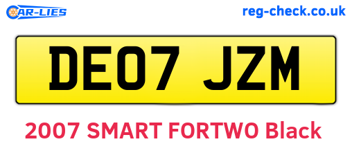 DE07JZM are the vehicle registration plates.