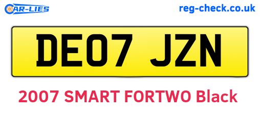 DE07JZN are the vehicle registration plates.