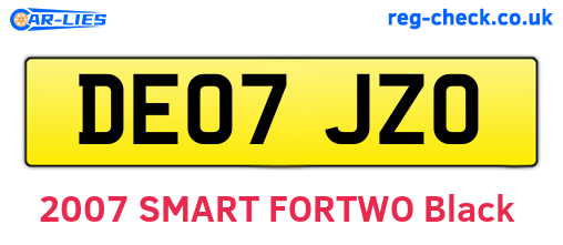 DE07JZO are the vehicle registration plates.