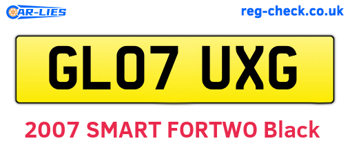 GL07UXG are the vehicle registration plates.