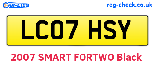 LC07HSY are the vehicle registration plates.