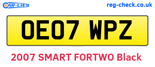 OE07WPZ are the vehicle registration plates.