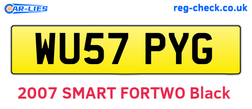 WU57PYG are the vehicle registration plates.