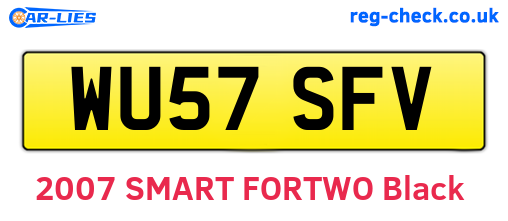 WU57SFV are the vehicle registration plates.