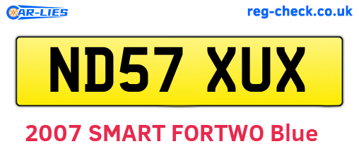 ND57XUX are the vehicle registration plates.