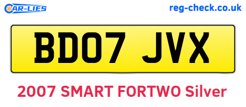 BD07JVX are the vehicle registration plates.