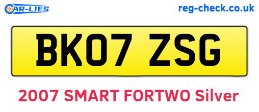 BK07ZSG are the vehicle registration plates.