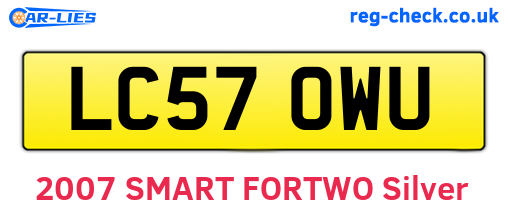LC57OWU are the vehicle registration plates.