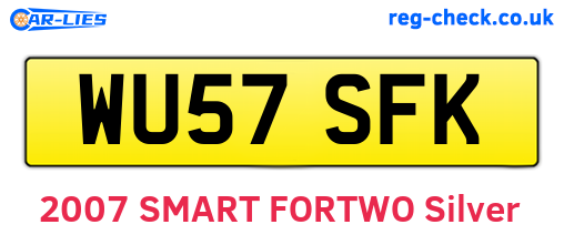 WU57SFK are the vehicle registration plates.