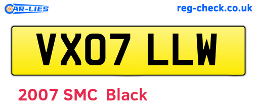 VX07LLW are the vehicle registration plates.