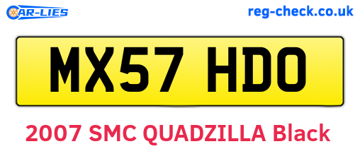 MX57HDO are the vehicle registration plates.