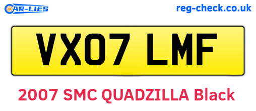 VX07LMF are the vehicle registration plates.