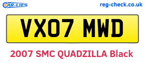 VX07MWD are the vehicle registration plates.