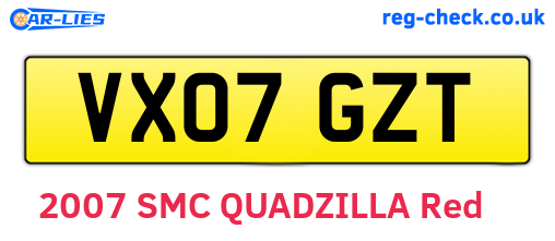VX07GZT are the vehicle registration plates.