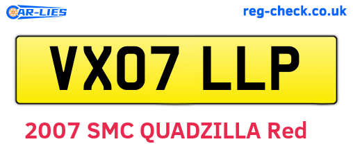 VX07LLP are the vehicle registration plates.