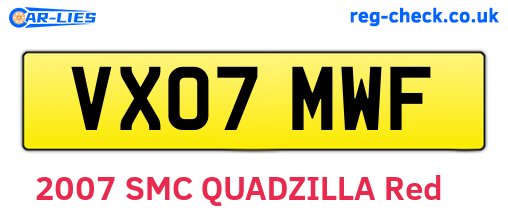 VX07MWF are the vehicle registration plates.
