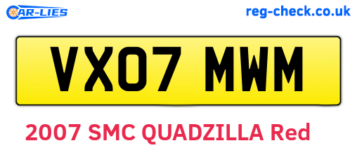 VX07MWM are the vehicle registration plates.