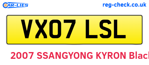 VX07LSL are the vehicle registration plates.