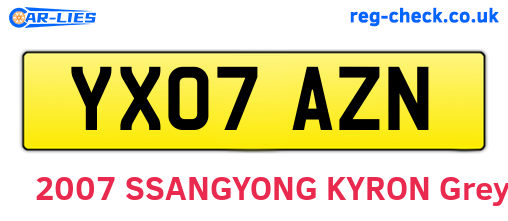 YX07AZN are the vehicle registration plates.
